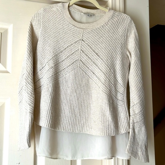 Lucky Brand gold flecked double layer statement sweater in a soft cream - Picture 6 of 10